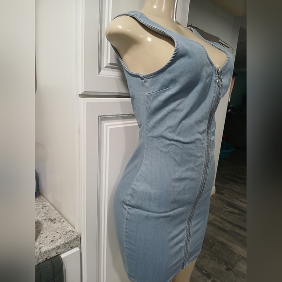 Iris Light Blue Denim Mini Dress - Picture 3 of 5